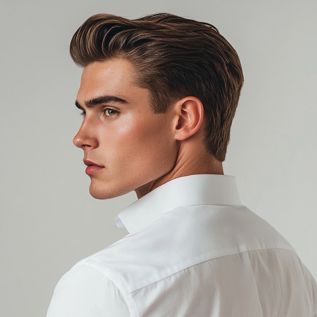 Modern executive pompadour hairstyle professional barbering techniques for Forest Hills Queens NYC business professionals