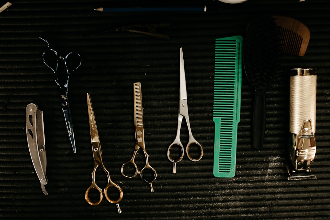Professional barber scissors and traditional grooming tools used in classic barbering techniques